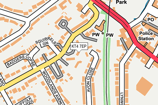 KT4 7EP map - OS OpenMap – Local (Ordnance Survey)