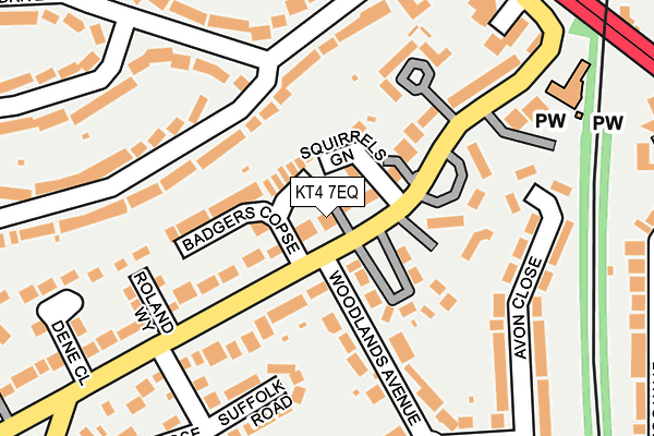 KT4 7EQ map - OS OpenMap – Local (Ordnance Survey)
