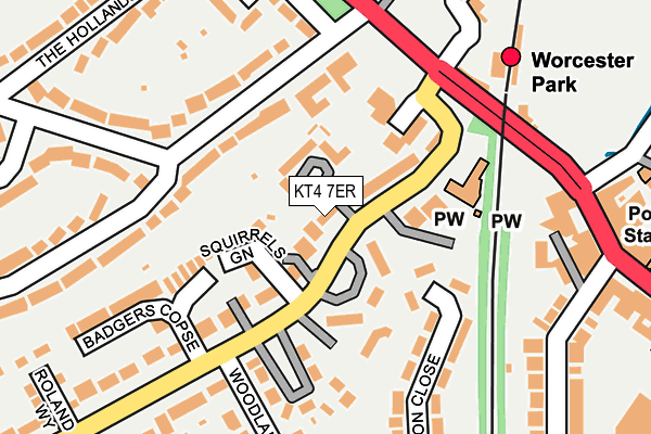 KT4 7ER map - OS OpenMap – Local (Ordnance Survey)