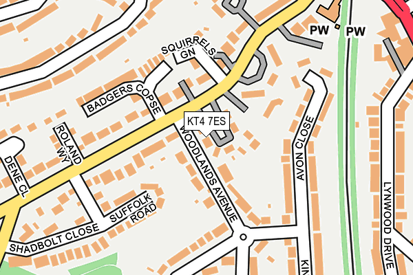 KT4 7ES map - OS OpenMap – Local (Ordnance Survey)