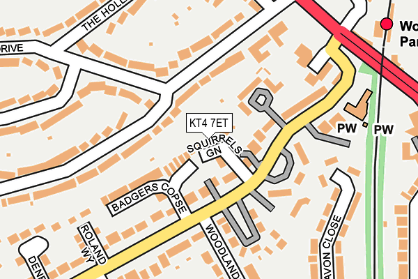 KT4 7ET map - OS OpenMap – Local (Ordnance Survey)