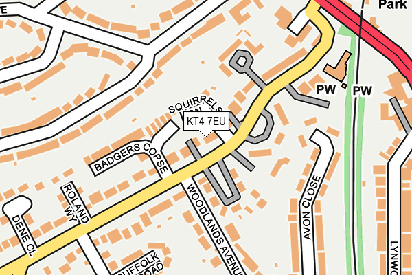 KT4 7EU map - OS OpenMap – Local (Ordnance Survey)