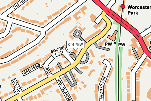 KT4 7EW map - OS OpenMap – Local (Ordnance Survey)