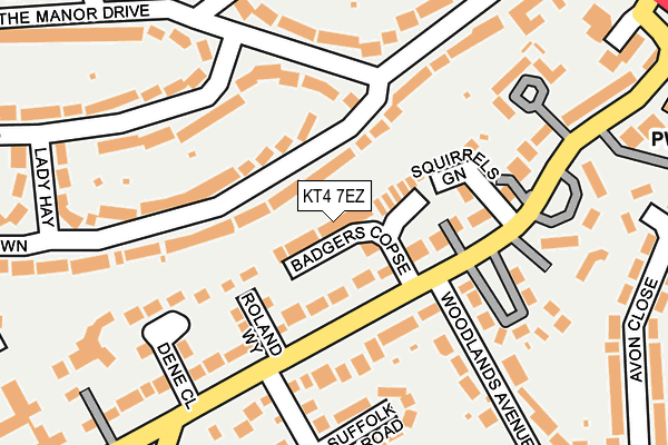 KT4 7EZ map - OS OpenMap – Local (Ordnance Survey)