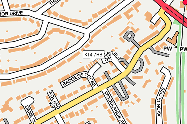 KT4 7HB map - OS OpenMap – Local (Ordnance Survey)