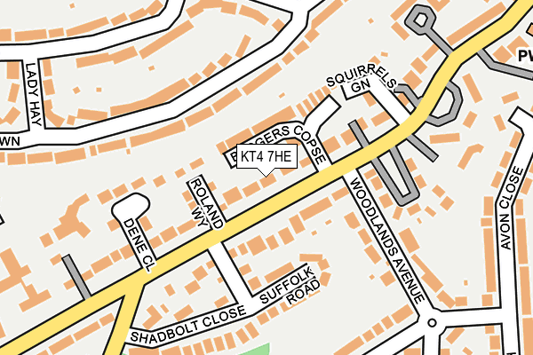 KT4 7HE map - OS OpenMap – Local (Ordnance Survey)