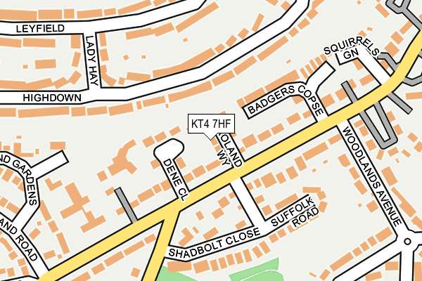 KT4 7HF map - OS OpenMap – Local (Ordnance Survey)