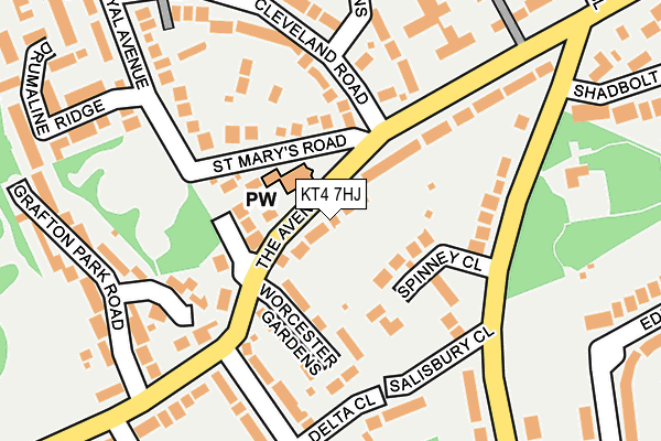 KT4 7HJ map - OS OpenMap – Local (Ordnance Survey)