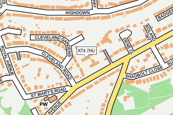 KT4 7HU map - OS OpenMap – Local (Ordnance Survey)