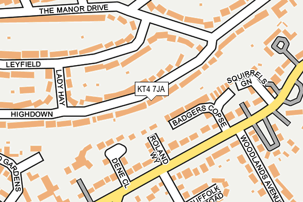 KT4 7JA map - OS OpenMap – Local (Ordnance Survey)