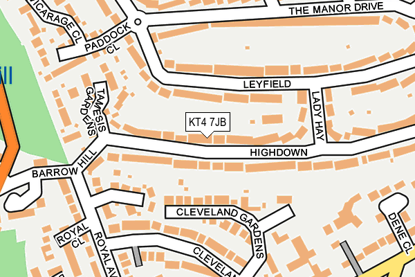 KT4 7JB map - OS OpenMap – Local (Ordnance Survey)