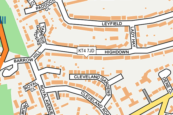 KT4 7JD map - OS OpenMap – Local (Ordnance Survey)