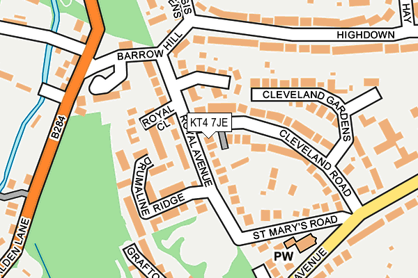 KT4 7JE map - OS OpenMap – Local (Ordnance Survey)