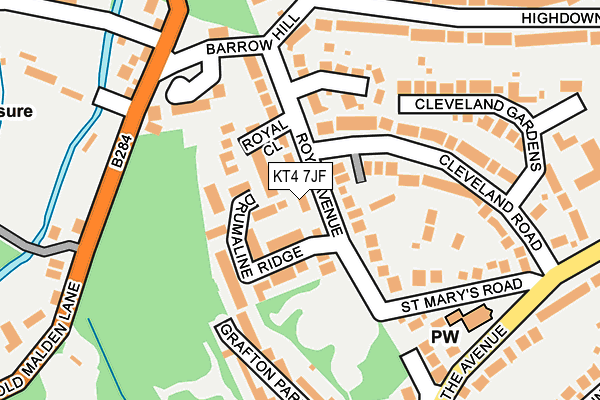 KT4 7JF map - OS OpenMap – Local (Ordnance Survey)