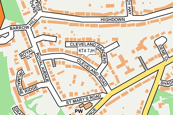 KT4 7JH map - OS OpenMap – Local (Ordnance Survey)
