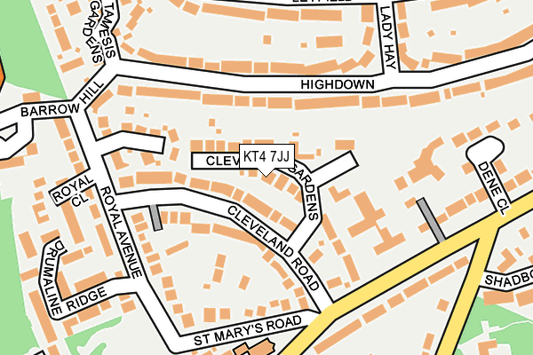 KT4 7JJ map - OS OpenMap – Local (Ordnance Survey)