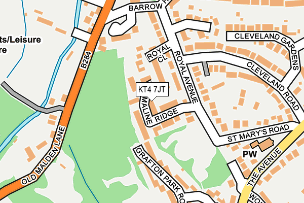 KT4 7JT map - OS OpenMap – Local (Ordnance Survey)