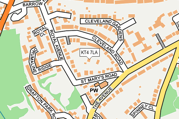 KT4 7LA map - OS OpenMap – Local (Ordnance Survey)