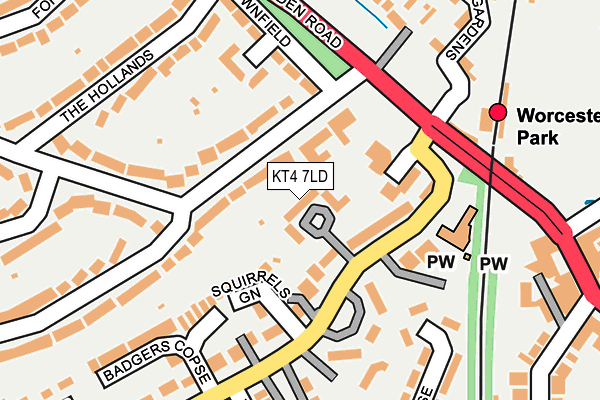 KT4 7LD map - OS OpenMap – Local (Ordnance Survey)