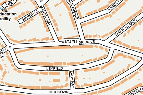 KT4 7LL map - OS OpenMap – Local (Ordnance Survey)