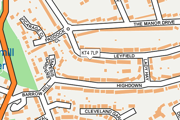 KT4 7LP map - OS OpenMap – Local (Ordnance Survey)