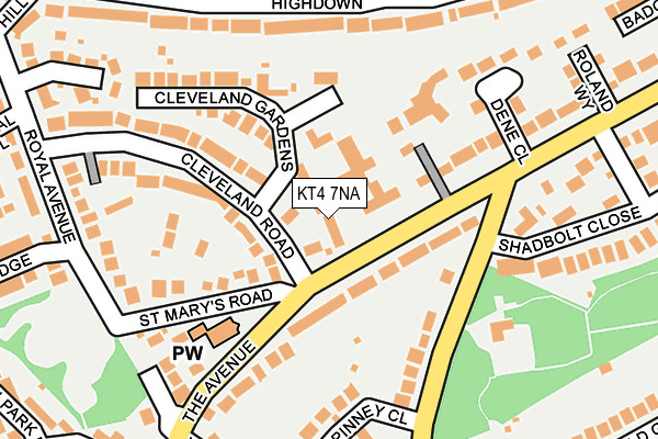 KT4 7NA map - OS OpenMap – Local (Ordnance Survey)