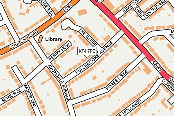 KT4 7PE map - OS OpenMap – Local (Ordnance Survey)