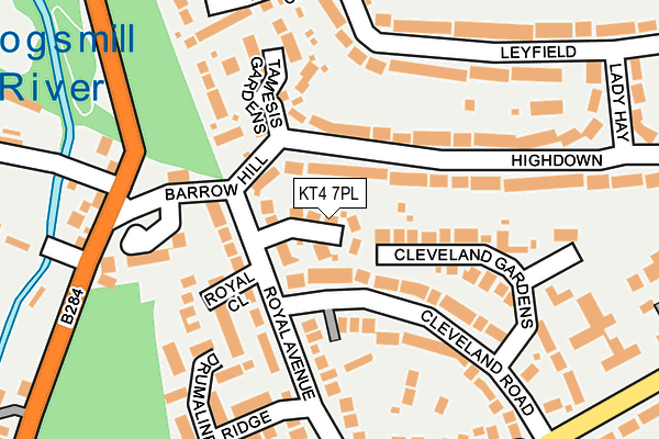 KT4 7PL map - OS OpenMap – Local (Ordnance Survey)
