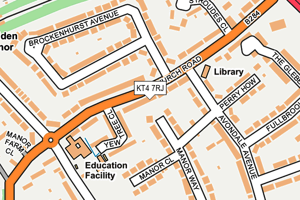 KT4 7RJ map - OS OpenMap – Local (Ordnance Survey)