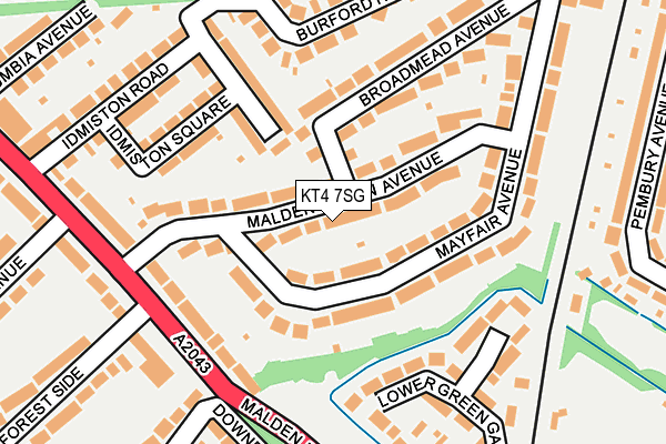 KT4 7SG map - OS OpenMap – Local (Ordnance Survey)