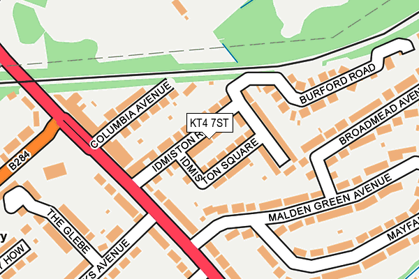 KT4 7ST map - OS OpenMap – Local (Ordnance Survey)