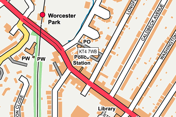 KT4 7WB map - OS OpenMap – Local (Ordnance Survey)