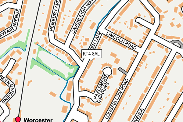 KT4 8AL map - OS OpenMap – Local (Ordnance Survey)
