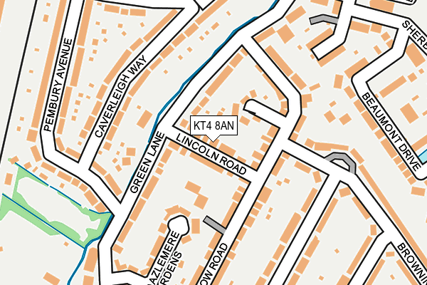 KT4 8AN map - OS OpenMap – Local (Ordnance Survey)