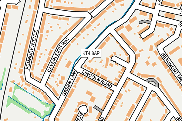 KT4 8AP map - OS OpenMap – Local (Ordnance Survey)