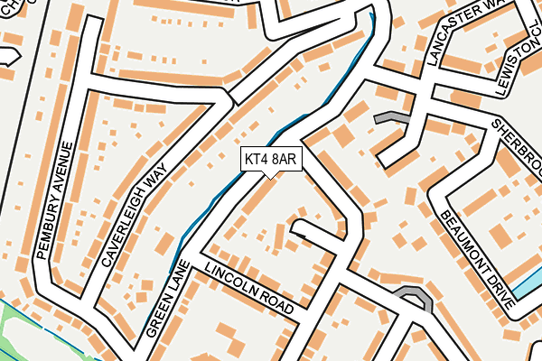 KT4 8AR map - OS OpenMap – Local (Ordnance Survey)