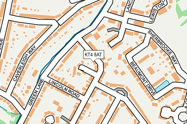 KT4 8AT map - OS OpenMap – Local (Ordnance Survey)
