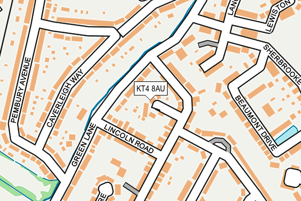 KT4 8AU map - OS OpenMap – Local (Ordnance Survey)