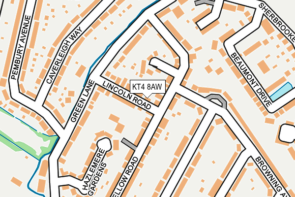KT4 8AW map - OS OpenMap – Local (Ordnance Survey)