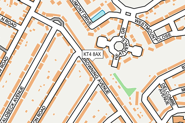 KT4 8AX map - OS OpenMap – Local (Ordnance Survey)