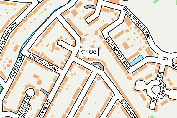 KT4 8AZ map - OS OpenMap – Local (Ordnance Survey)