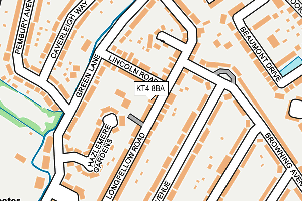 KT4 8BA map - OS OpenMap – Local (Ordnance Survey)