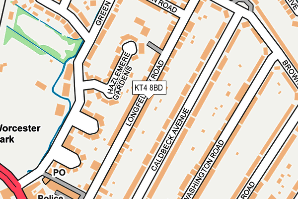 KT4 8BD map - OS OpenMap – Local (Ordnance Survey)