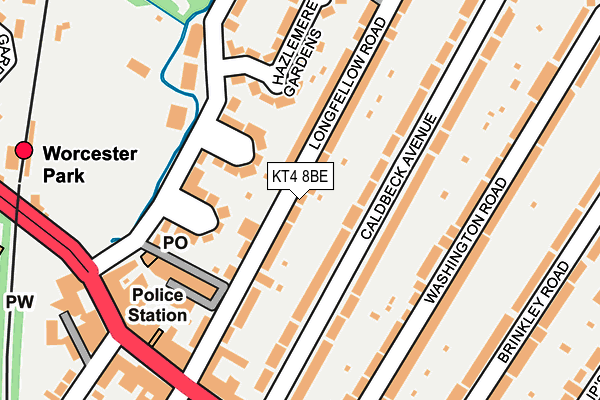 KT4 8BE map - OS OpenMap – Local (Ordnance Survey)