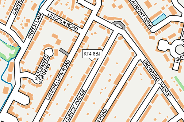 KT4 8BJ map - OS OpenMap – Local (Ordnance Survey)