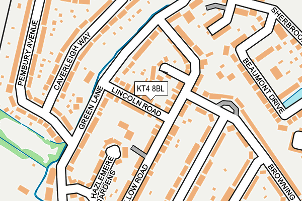 KT4 8BL map - OS OpenMap – Local (Ordnance Survey)