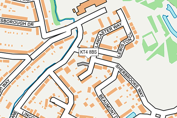 KT4 8BS map - OS OpenMap – Local (Ordnance Survey)