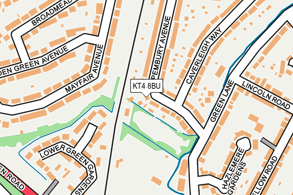 KT4 8BU map - OS OpenMap – Local (Ordnance Survey)