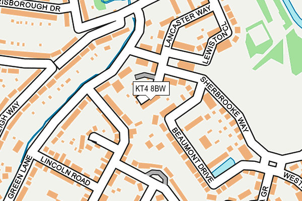 KT4 8BW map - OS OpenMap – Local (Ordnance Survey)