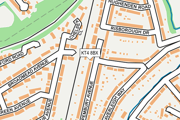 KT4 8BX map - OS OpenMap – Local (Ordnance Survey)